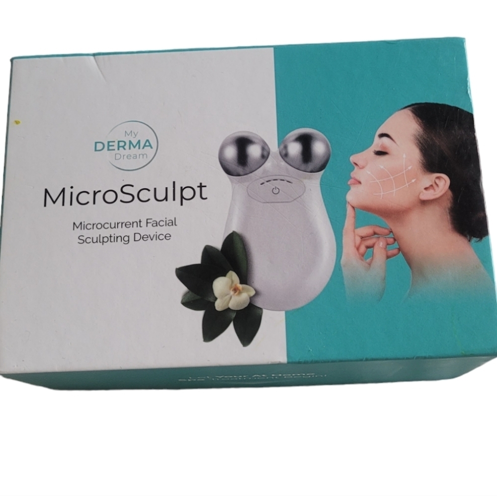 My Derma Dream MicroSculpt Microcurrent Facial Sculpting Device White Silver‎